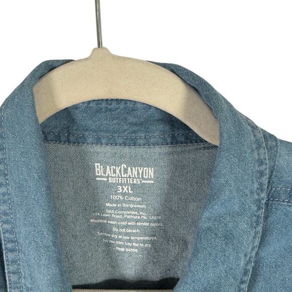 Black Canyon Outfitters Sleeveless Button Up Shirt Blue Chambray Biker Size 3XL - Picture 4 of 5
